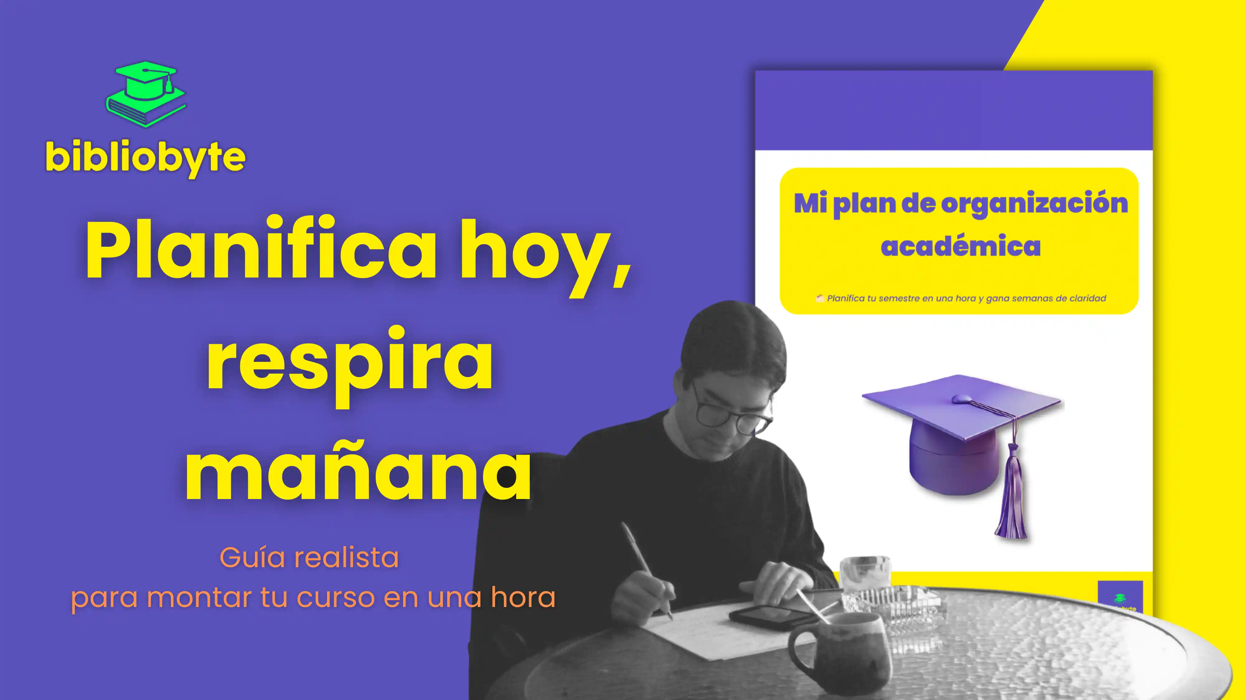 Portada ‘Planifica hoy, respira mañana’: estudiante y plantilla académica.