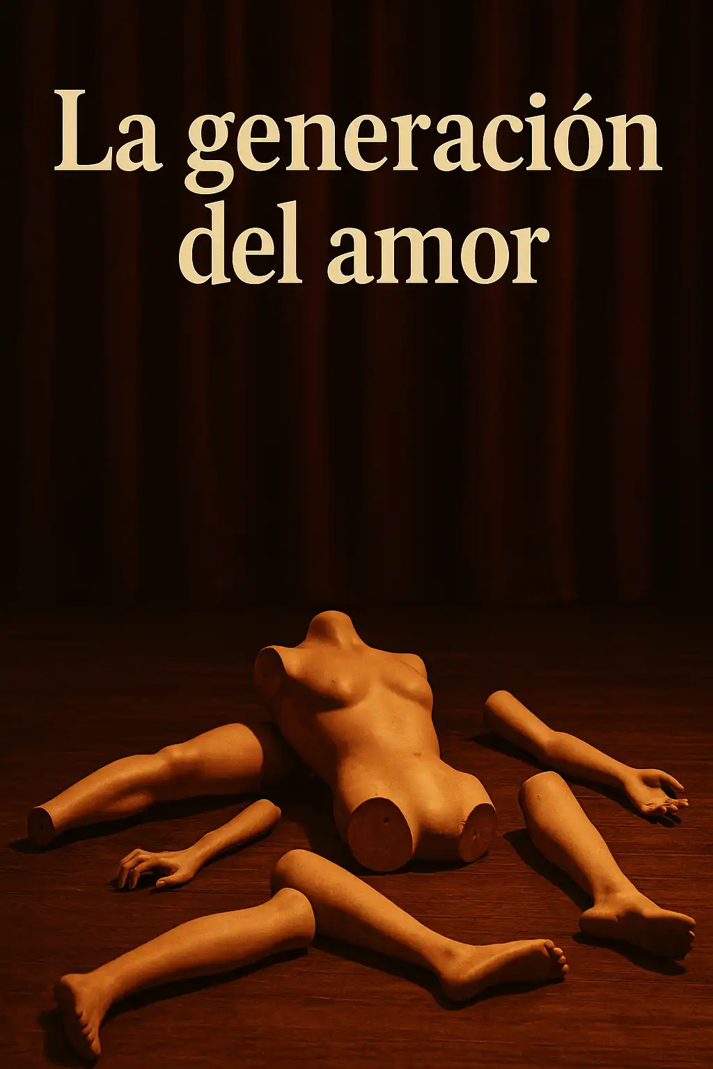 Un maniquí femenino desmembrado sobre un escenario...